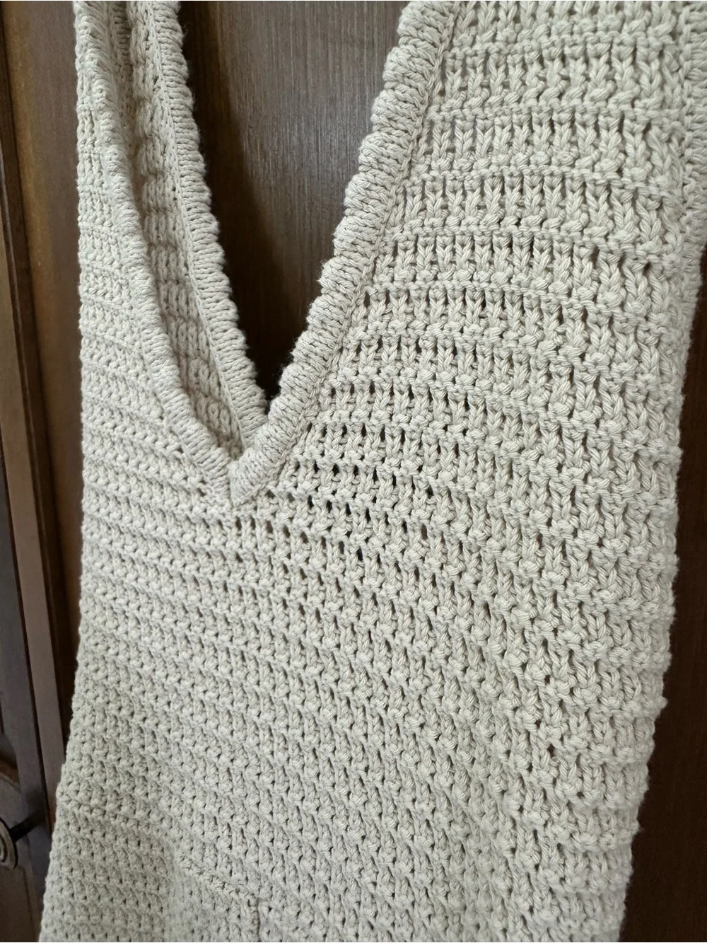 Free People Crochet Knit Romper - Cream Sleeveless V-Neck
